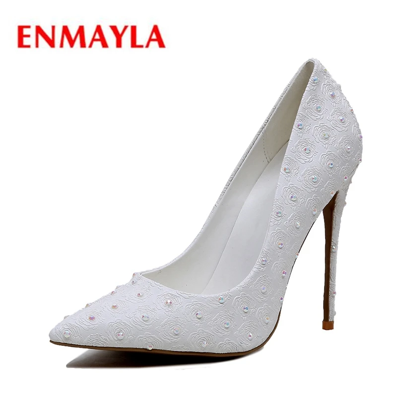 

ENMAYLA/повседневные женские туфли-лодочки с острым носком на тонком каблуке без застежки zapatos de mujer de moda 2020 de vestir, размеры 34-43, ZYL2227
