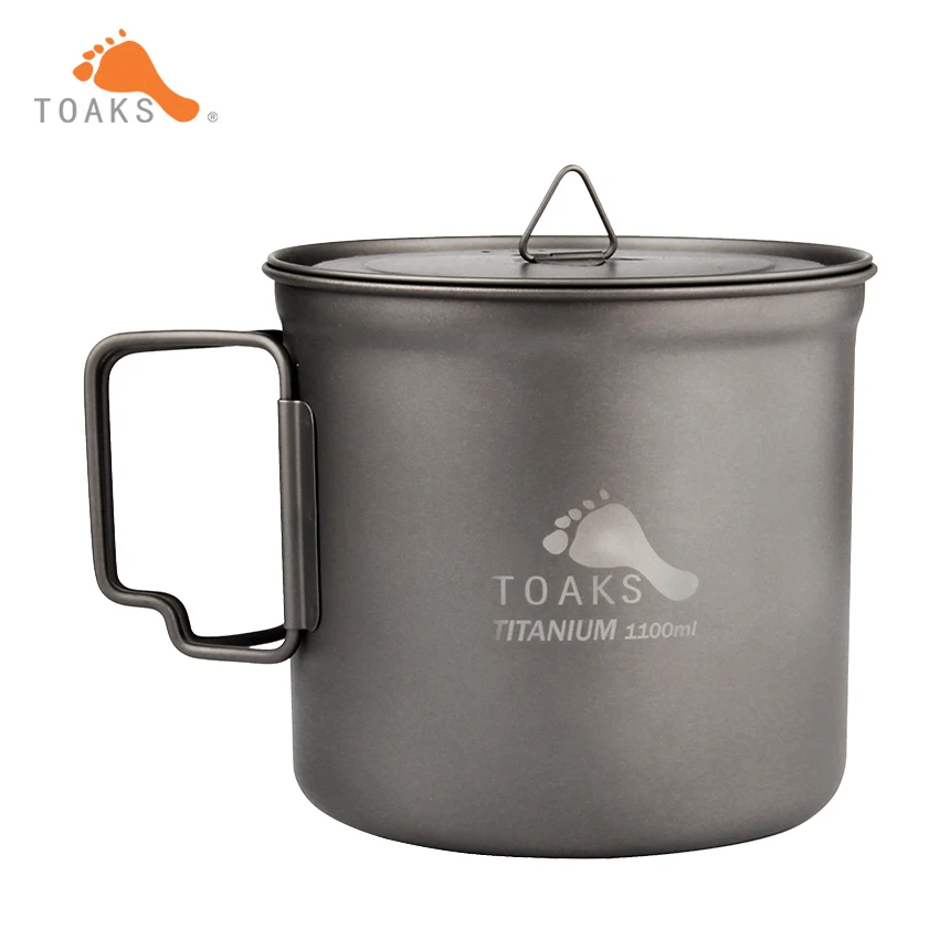 

TOAKS 1100ml with Cover POT Outdoor Ultralight Titanium Pot Folded handle Portable Picnic Cookware