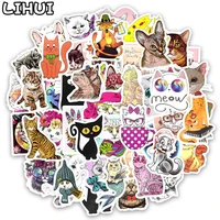50 pcs cat sticker cartoon kawaii animal waterproof stickers toys for children to diy laptop luggage skateboard motor car decals