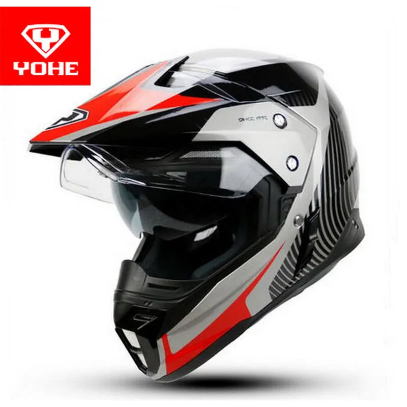 YOHE мотоциклетный шлем двойного назначения с двумя линзами для мотокросса Зимний