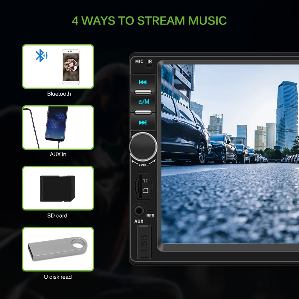

Car Radio 7" HD Autoradio Multimedia MP5 Player Touch Screen Audio Bluetooth AUX USB TF FM Camera Support ios Connection