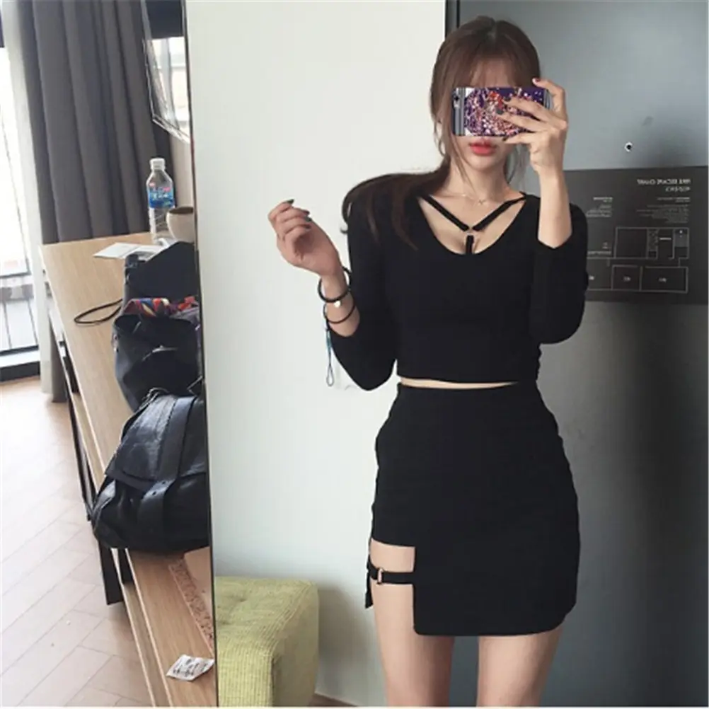 

New Design Sexy Women's Skirts Mini Asymmetrical Saias Black High waist Female Jupe Faldas Female Personality Party Skirt