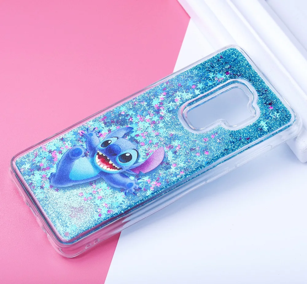 glitter Cute cartoon phone case for samsung glaxy S9 Plus S9+ S9PLUS Minnie Stitch Liquid Quicksand Cover |