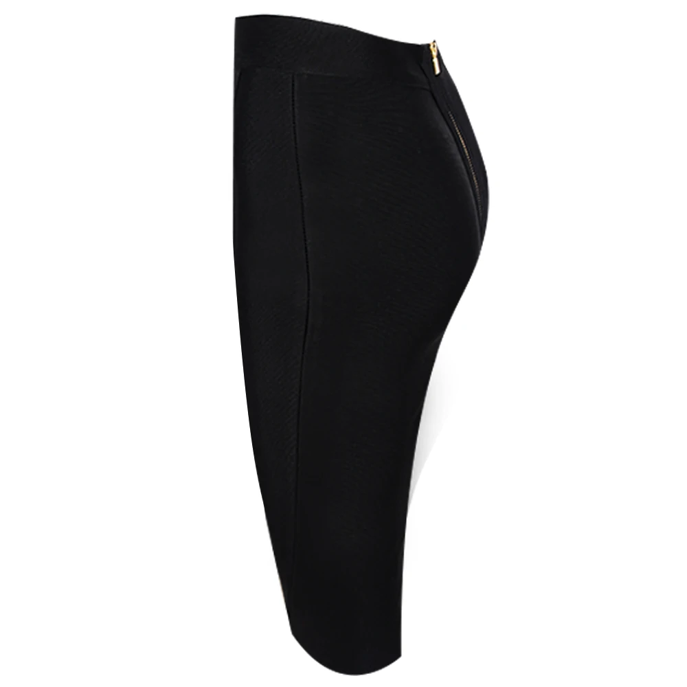 KLEEZY New Design 2019 Pencil Skirt Bandage Women Knee-Length 3 zipper Black Red Skirts H2412 | Женская одежда