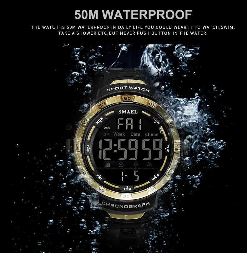 Мужские часы с цифровым светодиодным светом SMAEL Watch S Shock Montre мужские военные Топ