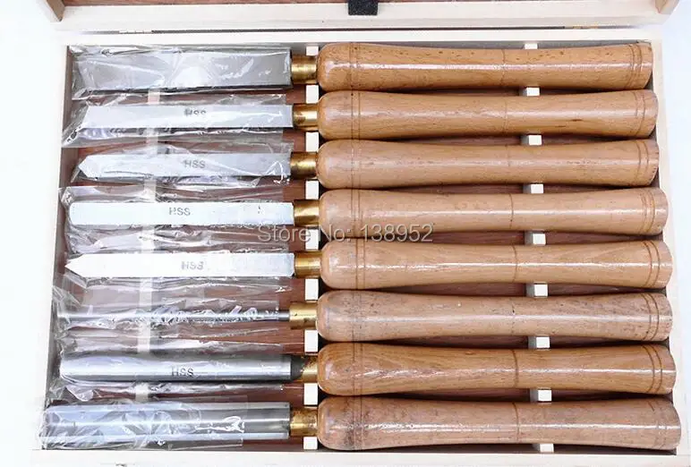 8PCS HSS Wooden Turning Chisel Tools SET with High Speed Steel Blade &amp Ashtree Handle in Box | Инструменты