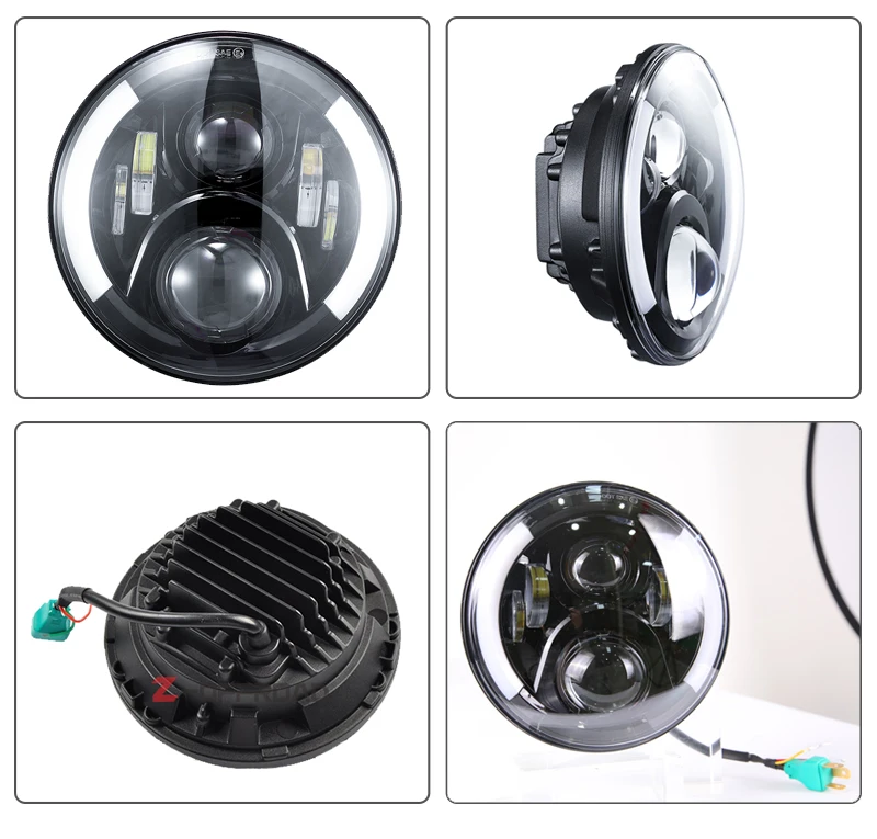 For jeep wrangler 7&quot led light H4 headlight with white halo daytime running Headlamp for Land rover Defender | Автомобили и