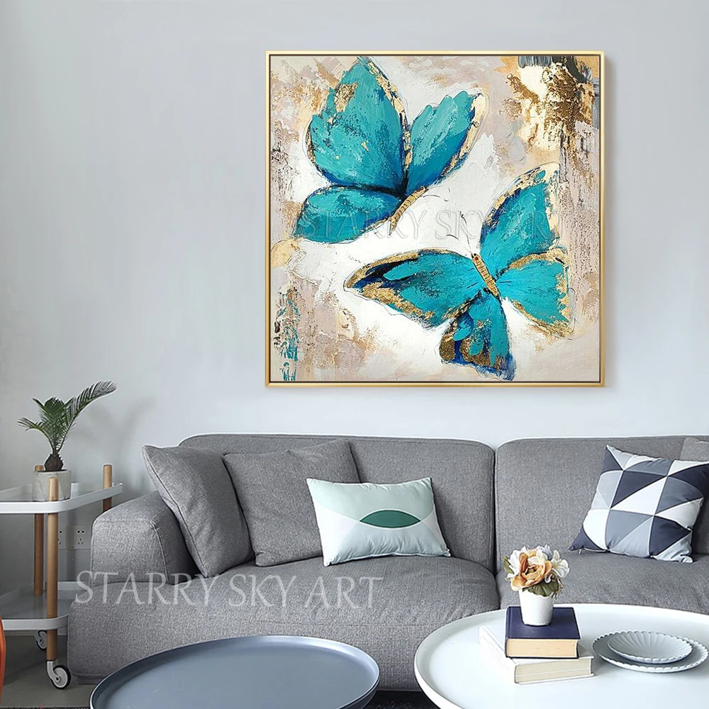 

Free Shipping Beautiful Animal Butterfly Oil Painting on Canvas Handmade Colorful Insect Butterfly Oil Painting for Wall Decor