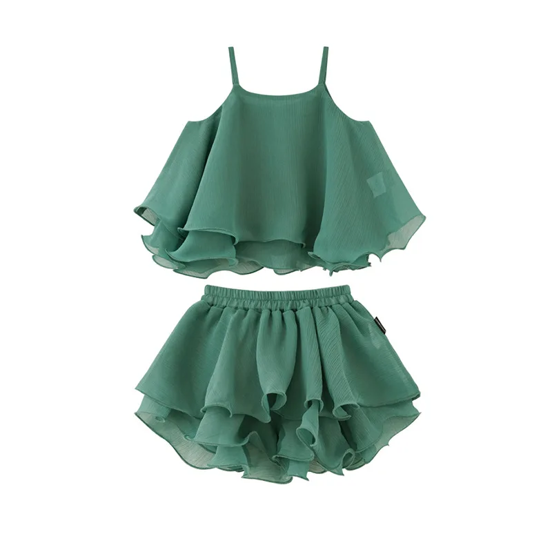 Комплекты одежды для маленьких девочек зеленого цвета 2 шт. летняя детская одежда