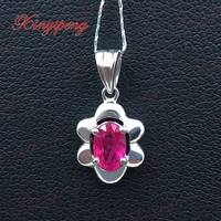 18 k white gold with 100 natural ruby pendant red contracted and delicate fine jewelry