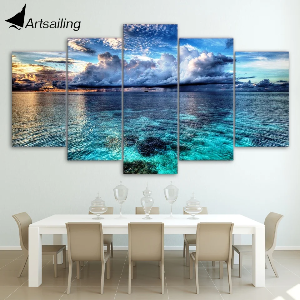 HD печать 5 шт холст искусство морской пейзаж постер картина облака настенные
