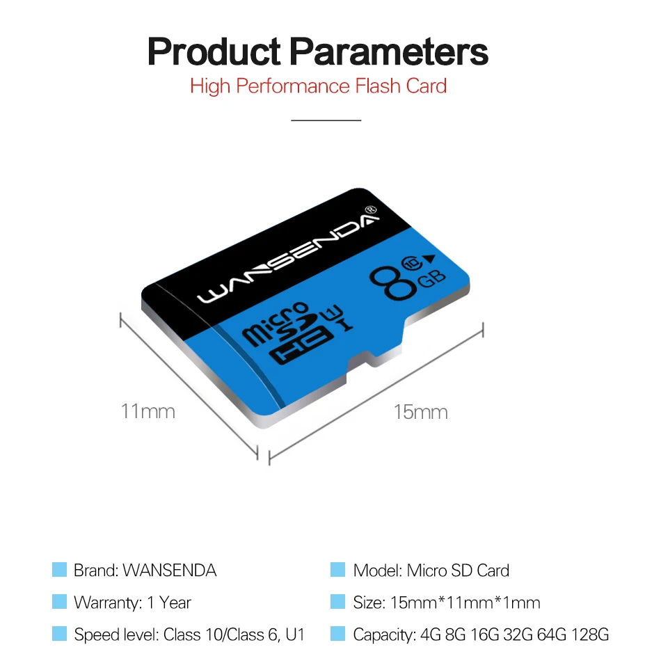 WANSENDA высокоскоростная карта памяти Micro SD 8 ГБ 16 32 64 128 класс 10 Microsd Мини TF картао де