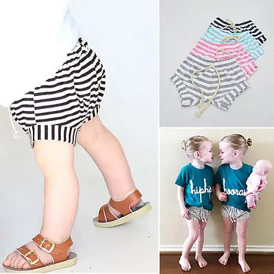 Высокое качество милые летние шорты в полоску для маленьких девочек хлопковые