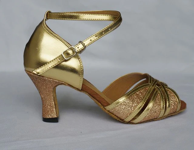 DILEECHI/Женская обувь для латинских танцев из искусственной кожи золотого цвета