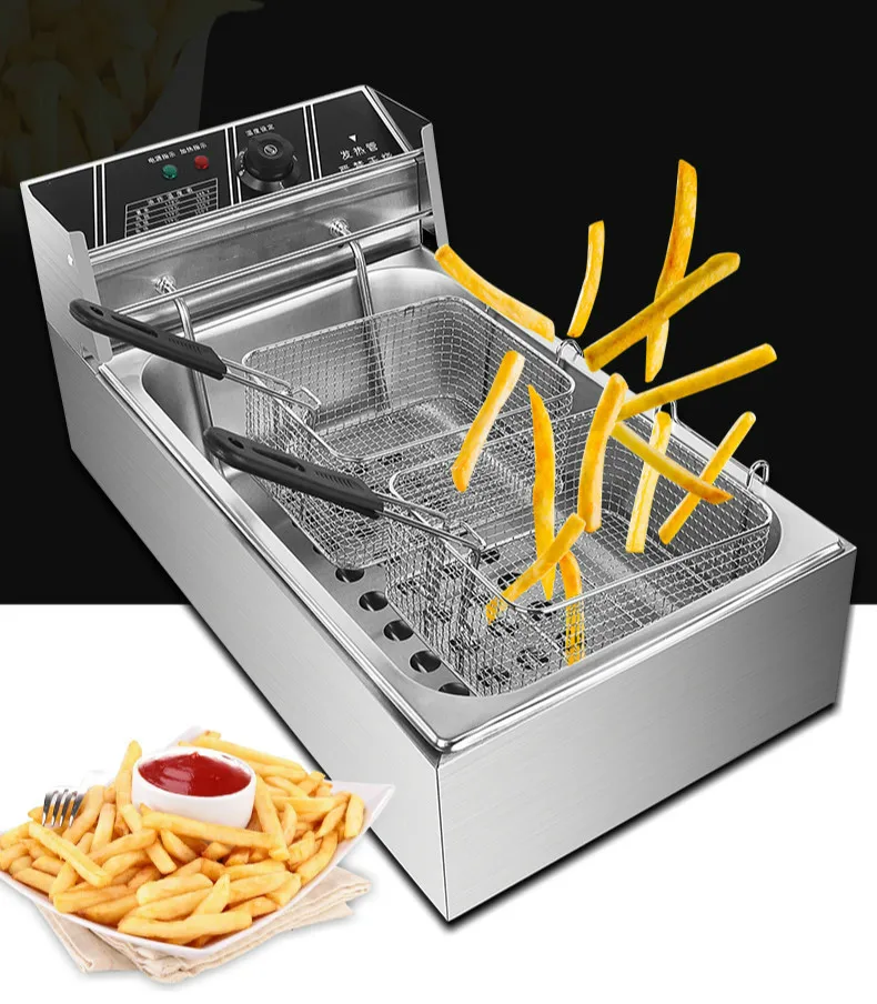 

Electric Deep Fryers Oil fryer commercial single - cylinder electric frying pan Fried chicken in the fry potato fryin NEW