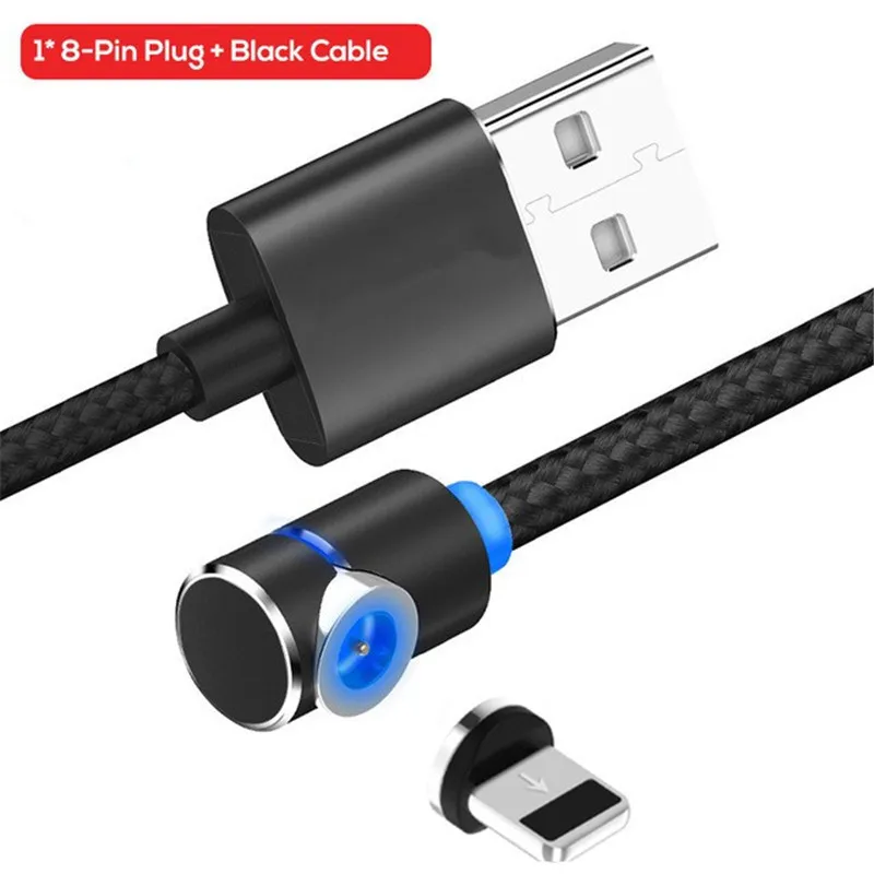 Acgicea 90 градусов Магнитный USB кабель для iPhone Xr Xs Max X 8 7 6 6s Plus 5S se Быстрая зарядка кабель для мобильного телефона магнитные зарядные устройства