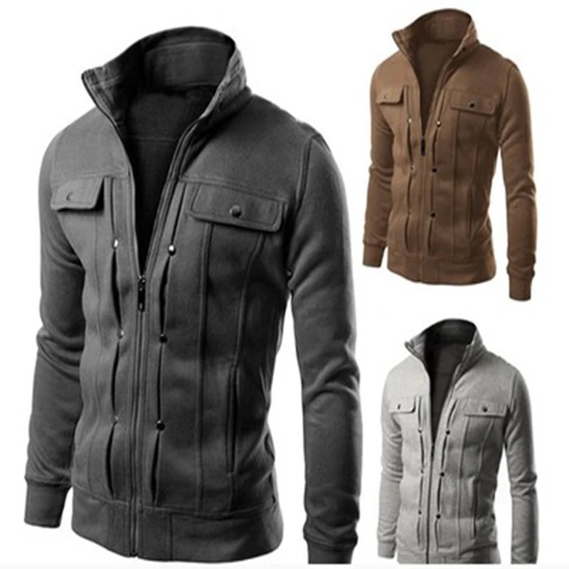 

2018 New Men's Brand Hoodie Comfort Shirt Zip Solid Color Fashion Slim Casual Men's Collar Fitness Sweatshirt Size M-4XL YUJIERF