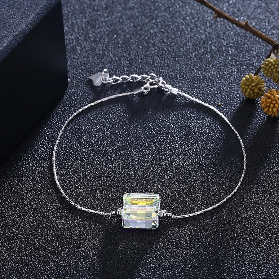 MALANDA квадратный кристалл из браслеты swarovski для женщин Мода Стерлинговое Серебро