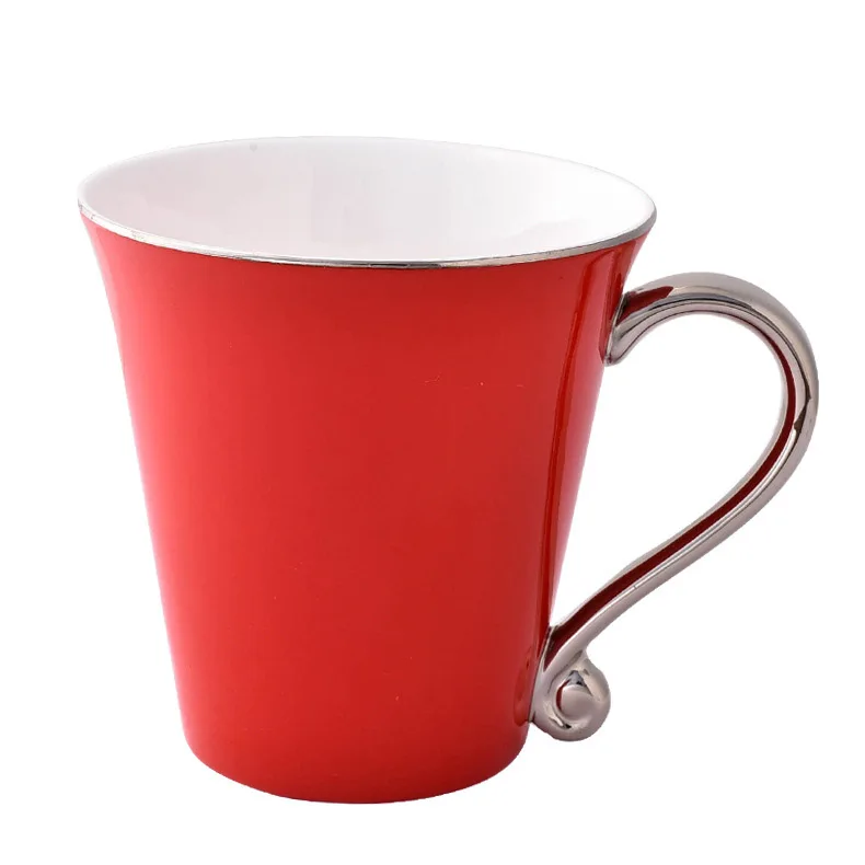 GLLead Silvering Hand Shank Ceramic Mug Simple Creative Coffee Mugs Office Tea Cup Porcelain 300ml Drinkware - Цвет: Style G
