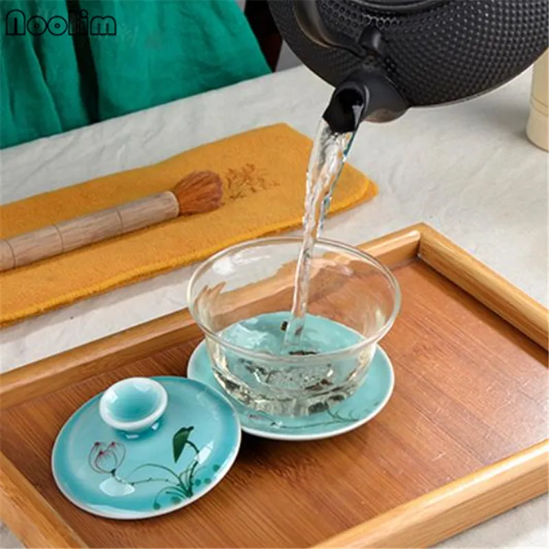 Ручная работа Китайский кунг фу Стекло Gaiwan офисные чайные чашки Высокое качество