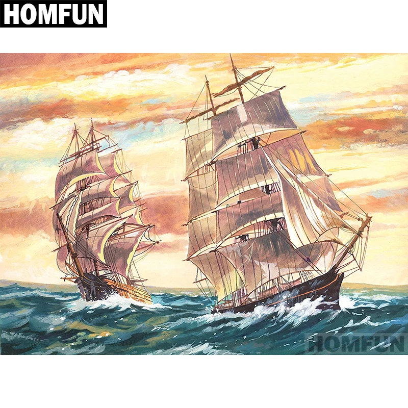 HOMFUN алмазов картина камни в форме ромба/Набор для рисования с круглыми камнями и