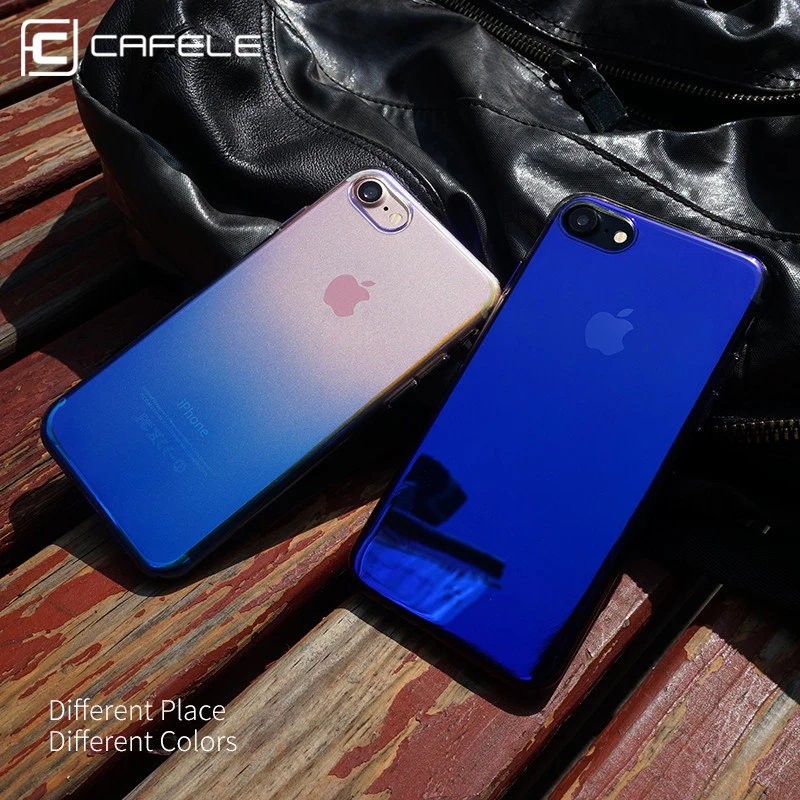 CAFELE Случаи Телефона Для iphone 6 6s 7 Роскошные Аврора Градиент Color Transparent Case For Глазурь