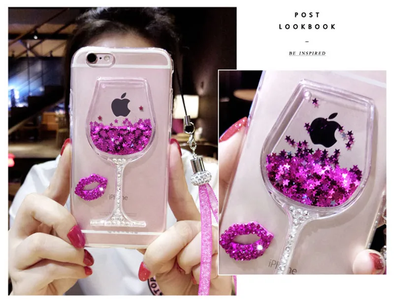 For OPPO A7 R15X RX17 Neo k1 A7X R17 Pro case 3D Liquid Quicksand Bling Wine Glass Phone Cases |