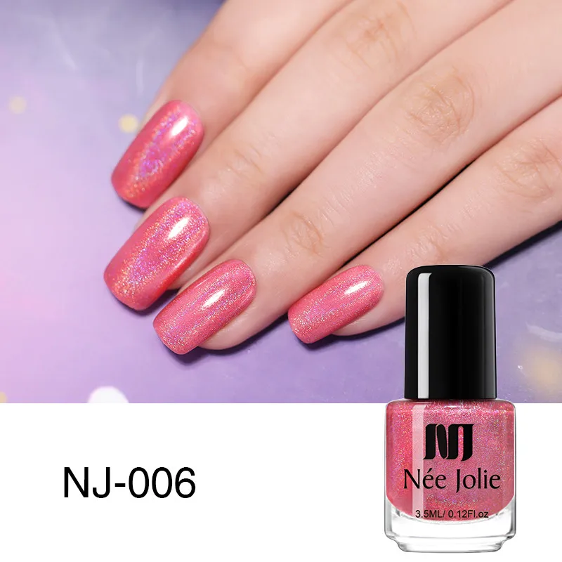 Holographic NJ006 NEE JOLIE 3,5 мл матовый лак для ногтей серии Быстросохнущий дизайн ногтей голографический лак металлический эффект шелушение DIY лак для ногтей - Цвет: Holographic NJ006