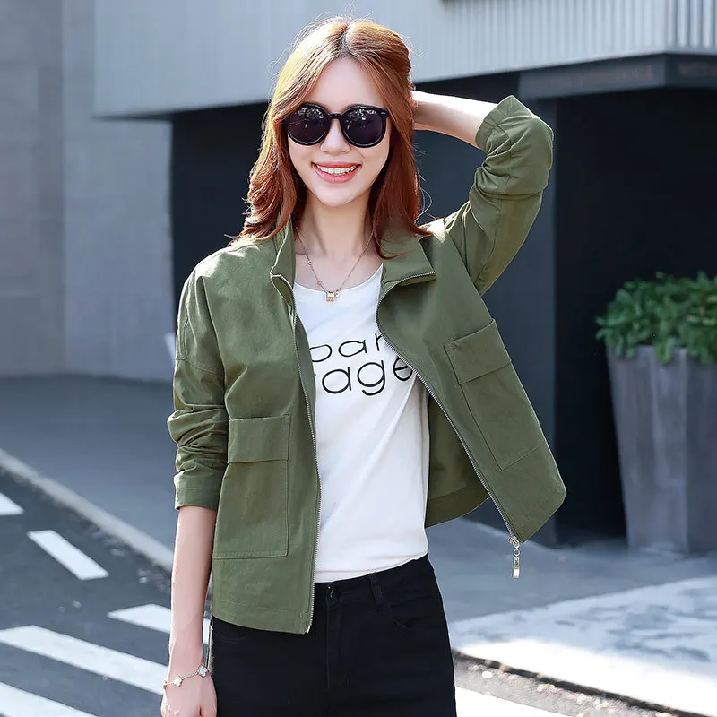 Женский жакет на молнии с отложным воротником модные короткие женские пальто