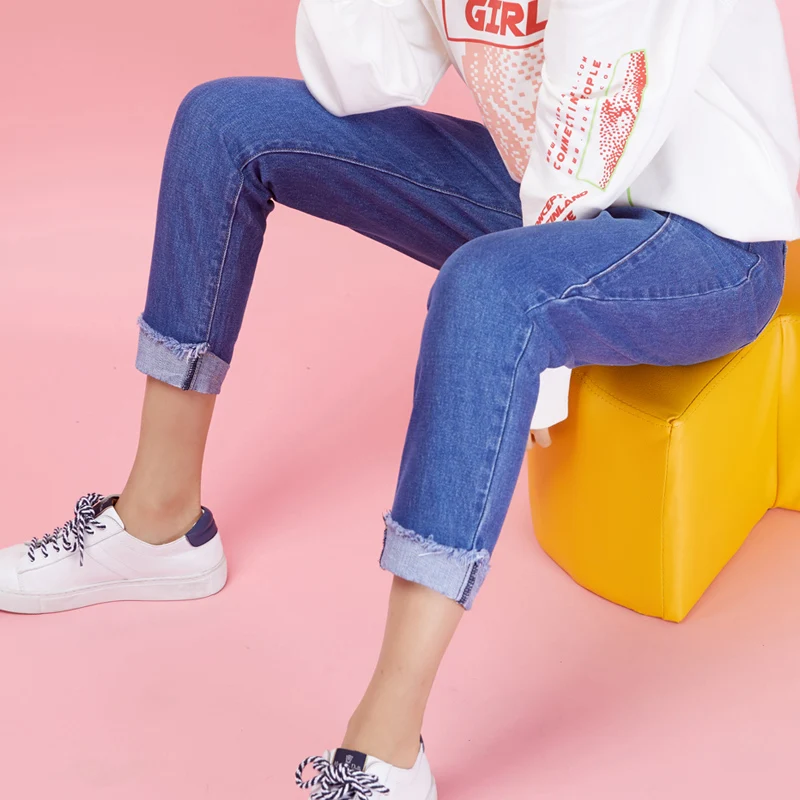 LEIJIJEANS Новое поступление весна эластичная резинка на талии свободные