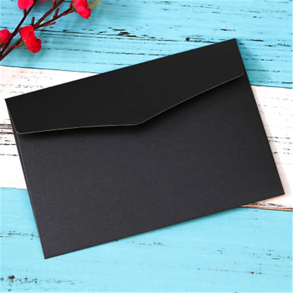 black 10 шт 11*17,6 см конверты для приглашений милые конверты открытка с пригласительным билетом бумажный пакет с надписями бумажные обложки канцелярские принадлежности - Цвет: black