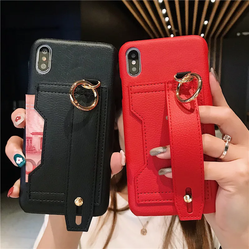 Кожаный чехол с отделением для карт iPhone 12 11 Pro Max X XS XR роскошный ремешком на