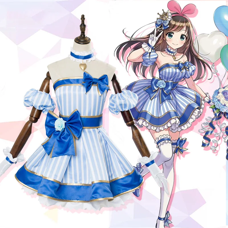 Аниме! YouTube Kizuna AI Channel Goddess новое платье униформа косплей костюм красивая девушка