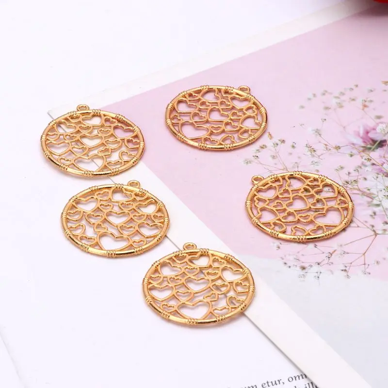 5 шт. круглые подвески в форме сердца металлические рамки пустая рамка оправа