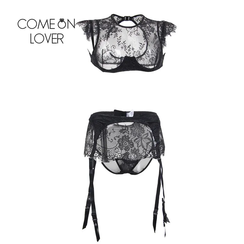 Comeonlover Sous Vetement Femme сексуальный кружевной бюстгальтер без косточек черного и белого цвета, сексуальный комплект нижнего белья, сексуальное эротическое женское белье, набор бюстгальтеров RI80312