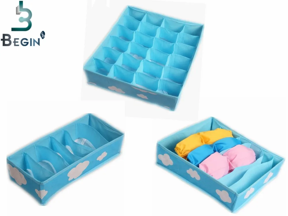 Синяя модная удобная складная коробка для хранения с различными сетчатыми