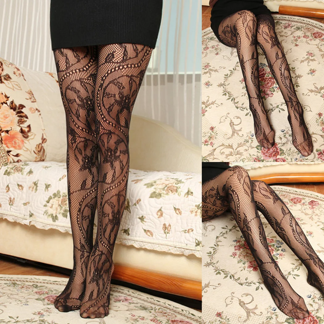Для женщин кружевные колготки ажурные Collant Femme чулки в сеточку Открыть
