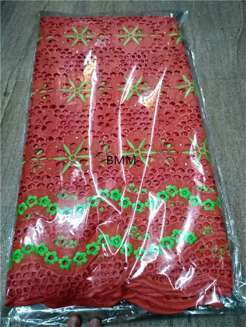 Red swiss voile lace in switzerland african lace fabric tissu broderie africain suisse pink french lace fabric for women5yard/lot - Color: Red