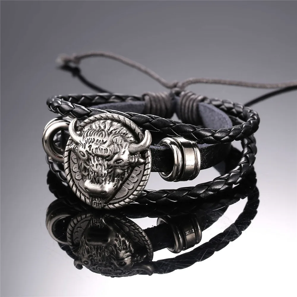 Кожаный браслет мужские ювелирные изделия оптом коричневый/черный 2016 Новый