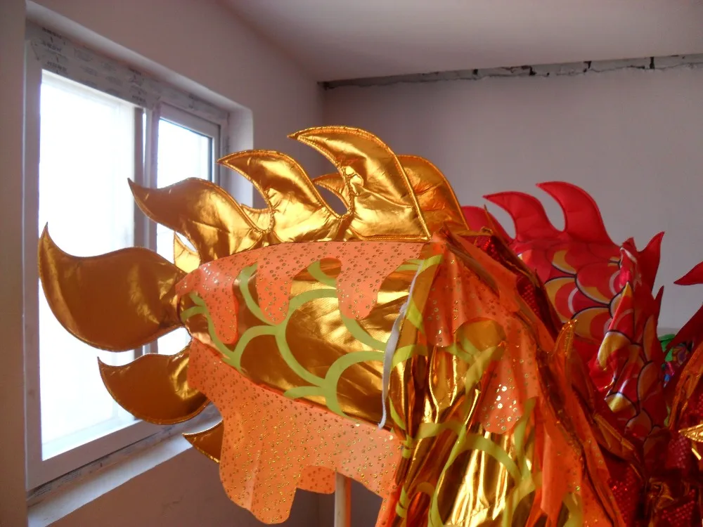 14m Length Size 3 black on body  Gold plated Chinese DRAGON DANCE ORIGINAL Dragon Chinese Folk Festival Celebration Costume