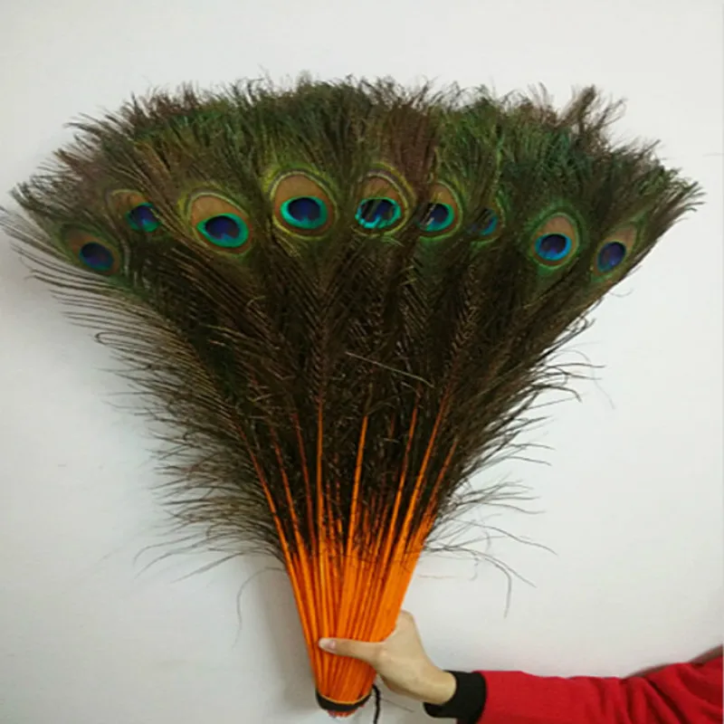 

50 PCS orange natural peacock feather eye 28-32"/70-80cm DIY jewelry decoration / Christmas / Halloween Decoration