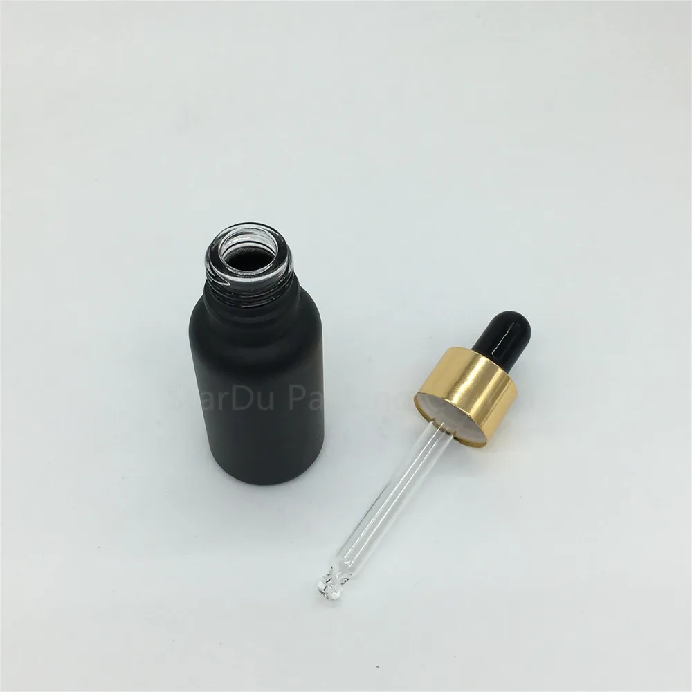 12pcs 20ml Black Frosted Glass Essential Oil Bottle With Gold Ring Dropper Perfume | Красота и здоровье