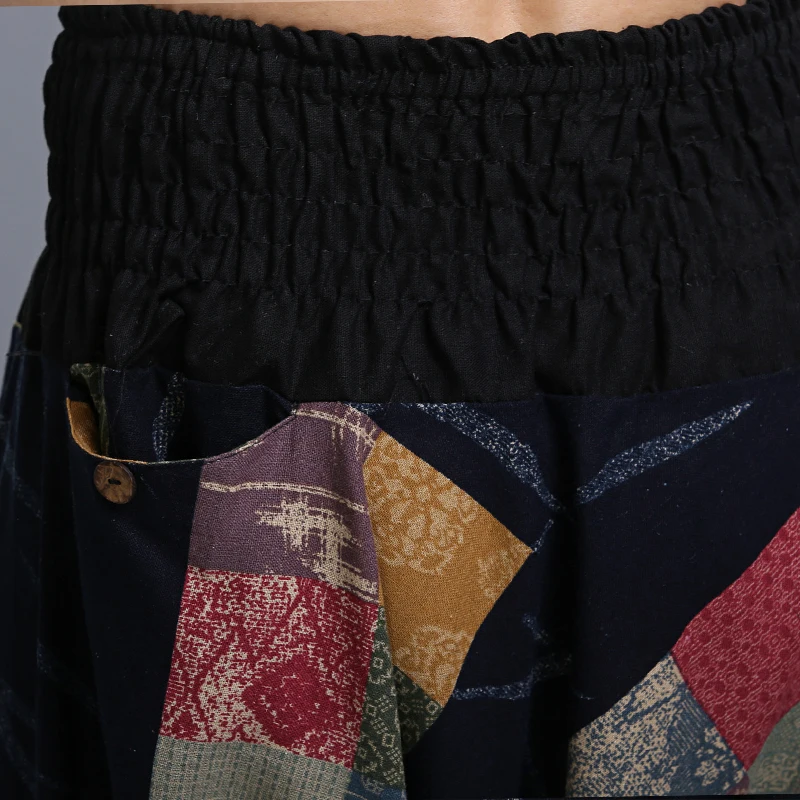 Брюки мужские хлопковые с большим шаговым швом Аладдин шаровары ниндзя