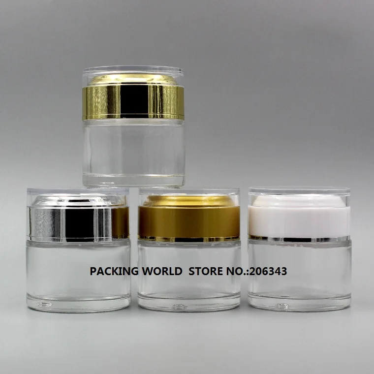 50 г прозрачная стеклянная банка для крема/гель/эссенция/увлажняющий