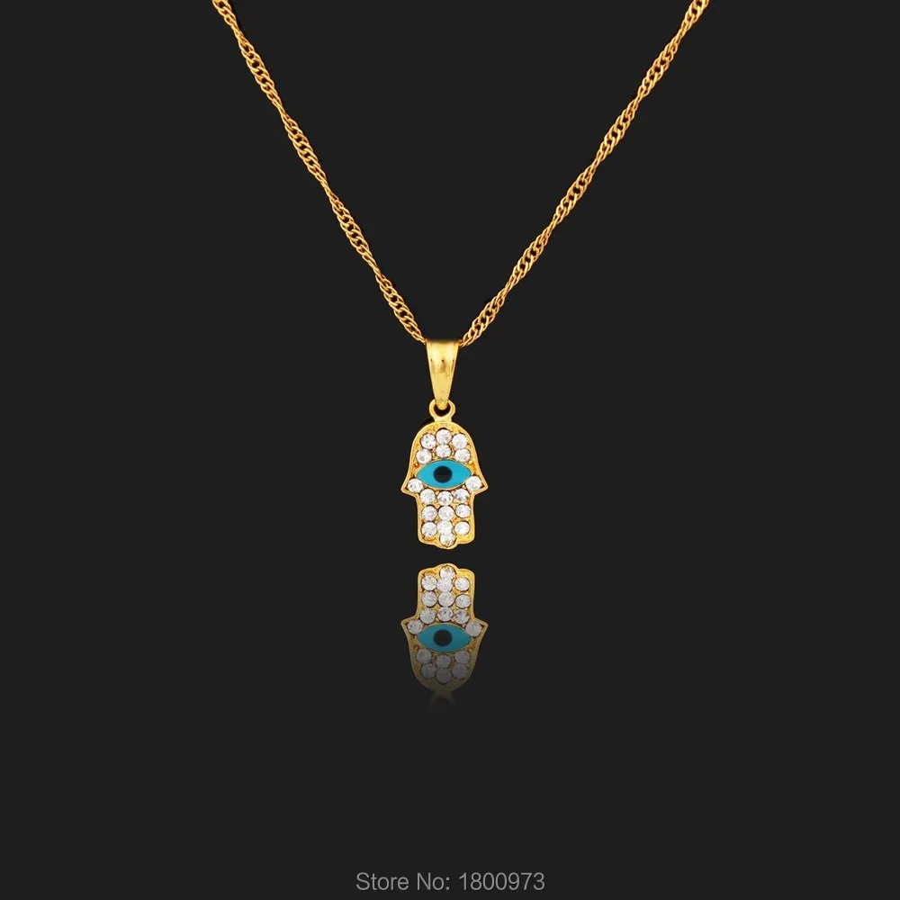Ручной кулон Hamsa ожерелья для женщин. Золотые турецкие глаза злых глаз