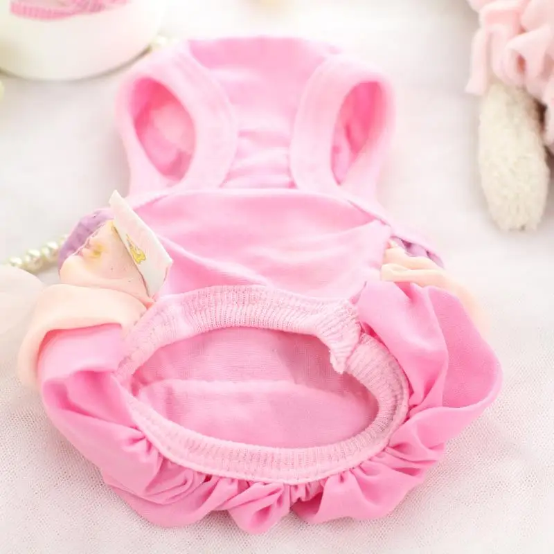 Шифоновое платье принцессы с кружевным бантом и лентой для девочек Одежда собак