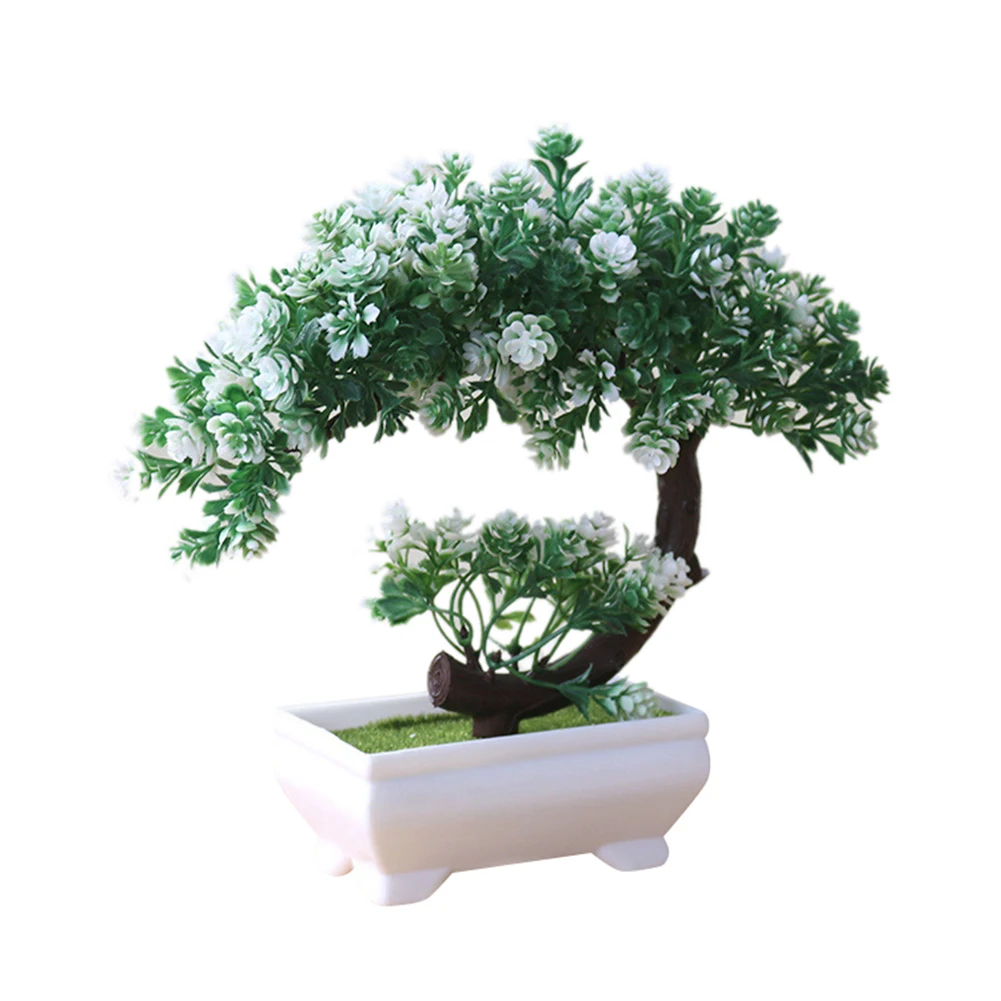 White Green 1 шт. модные искусственные горшочки бонсай дерево искусственное растение стол орнамент домашний декор искусственные цветы - Цвет: White Green