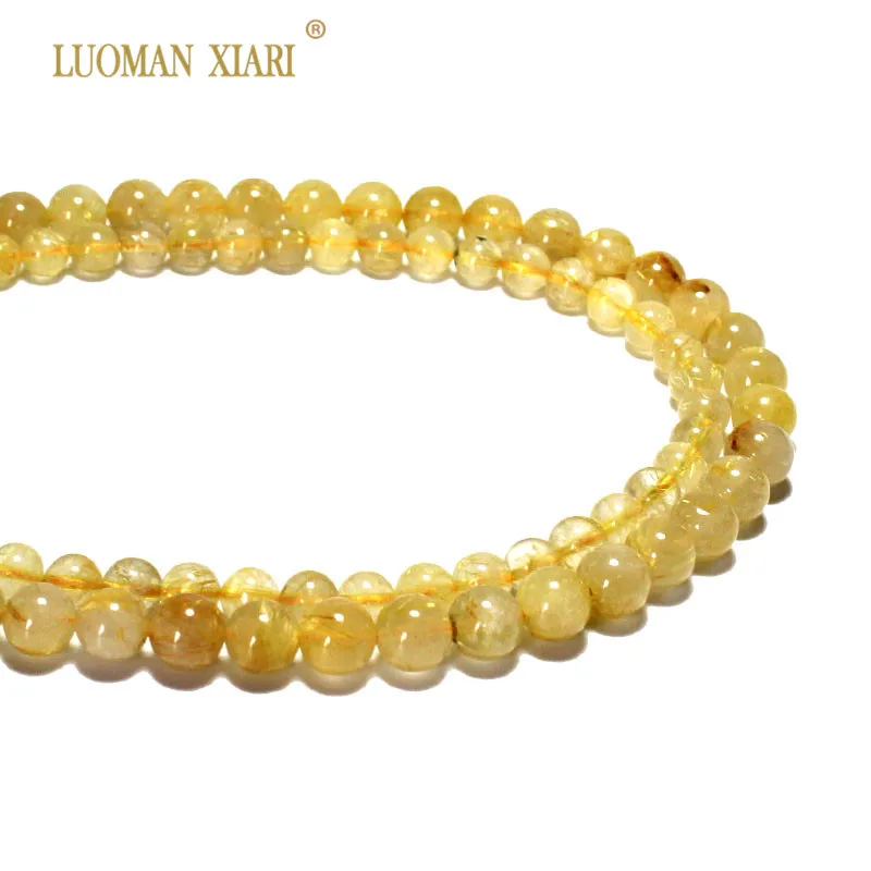 

Wholesale 100% Natural AAA Gold Rutilated Quartz Crystal Stone Beads For Jewelry Making DIY Bracelet Necklace 6/8mm Strand 15''