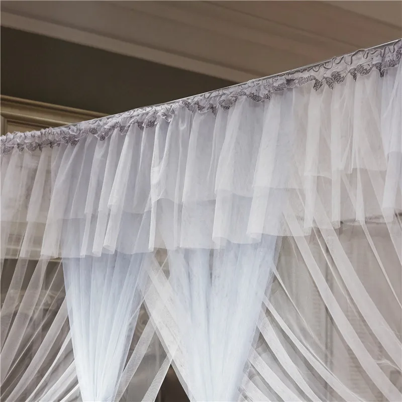 Роскошная серая синяя белая Двухуровневая квадратная напольная сетка от комаров