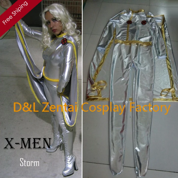 2015 костюм на Хэллоуин супергероя X Men Storm Ororo Munroe Серебряный Блестящий